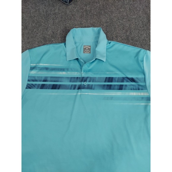 Callaway Golf Shirt‎ Mens XL Blue Opti Dry Stripes Short Sleeve Performance Polo - Picture 2 of 10